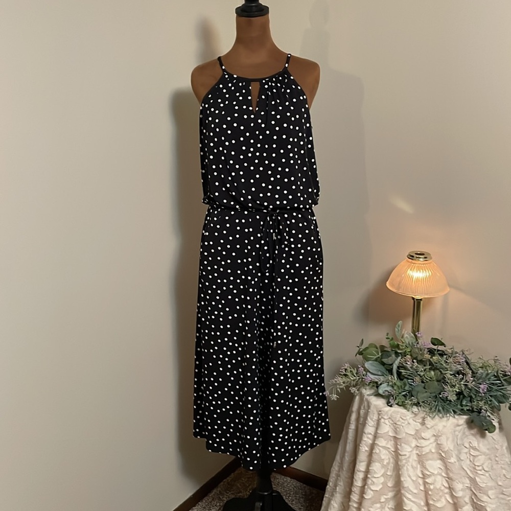 Strapless Black Polka Dot Jumpsuit
